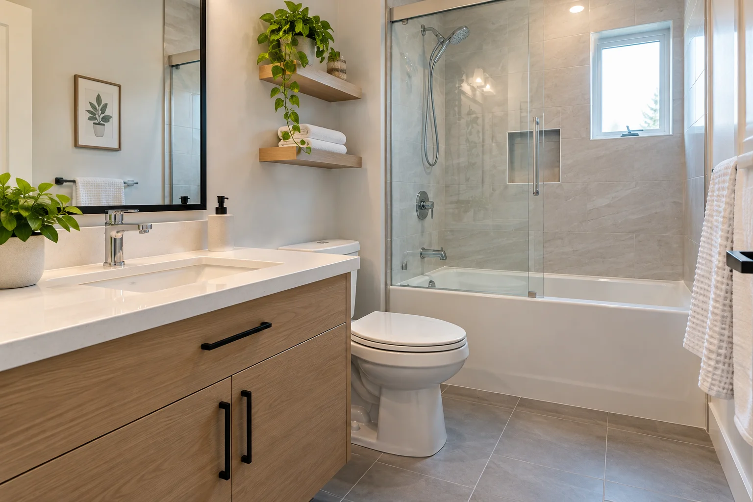 Bathtub and tiles scrubbed clean during a deep house cleaning